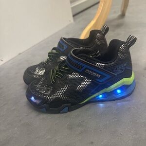 Skechers Kids' Black and Blue Sneakers with Light-Up Soles